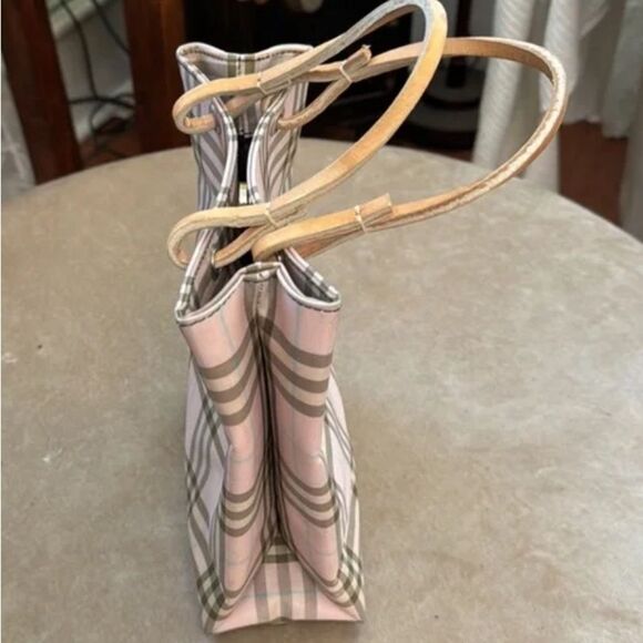 *Rare* H2F! Burberry London Classic *Novacheck* Pink & Tan Vertical Small Tote - Picture 6 of 8